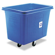 TRASH WASTE BINS | Rubbermaid Commercial 500 lbs. Capacity 120 Gallon Polyethylene Recycling Cube Truck - Blue