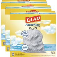 PRODUCTS | Glad ForceFlex 24 in. x 27.38 in. 13 Gallon Kitchen Drawstring Trash Bags - Fresh Clean Scent/White (240/Carton)