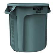 TRASH WASTE BINS | Rubbermaid Commercial FG261000GRAY 10 gal. Vented Round Plastic Brute Container - Gray