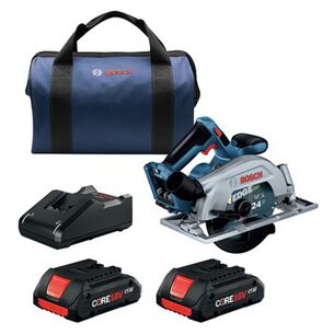 CIRCULAR SAWS | Bosch 18V Brushless Lithium-Ion Blade-Right 6-1/2 in. Cordless Circular Saw Kit with 2 Batteries (4 Ah)