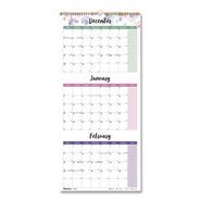 PRODUCTS | Blueline 14-Month (Dec to Jan): 2025 12.2-in x 27 in. 3-Month Wall Calendar - Colorful Leaves Artwork, White/Multicolor Sheets
