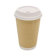 CUPS AND LIDS | Karat 16 oz Ripple Hot Cups - Kraft/White (500/Carton)