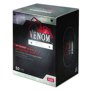  | Medline Powder-Free Venom Steel Industrial Nitrile Gloves - Large, Black (50/Box)