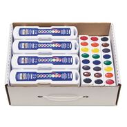 WATERCOLORS | Prang Professional Watercolor Master Pack: 24 Eight-Color Palette Sets and 12 Eight-Color Refill Strips - Assorted Colors (36/Pack)