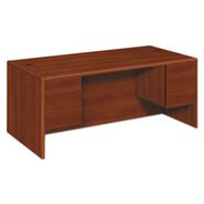 OFFICE DESKS AND WORKSTATIONS | HON 10700 Series 72 in. x 36 in. x 29.5 in. Double 3-Quarter Height Pedestal Desk - Cognac