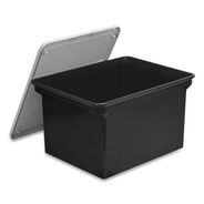 DESK ACCESSORIES AND OFFICE ORGANIZERS | Storex 13.9 in. x 18.3 in. x 10.6 in. Legal/Letter Tote with Comfort Edges - Black (4/Carton)
