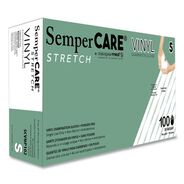 CLEANING AND SANITATION | SemperCare Stretch Vinyl Examination Gloves - Small, Cream (100/Box)