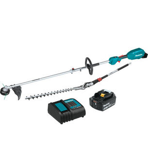 FREE GIFT WITH PURCHASE | Makita XUX02SM1X2 18V LXT Brushless Li-Ion Cordless Couple Shaft Power Head Kit with 13 in. String Trimmer Attachment and 20 in. Hedge Trimmer Attachment (4 Ah)