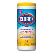 SKIN CARE AND HYGIENE | Clorox 7 in. x 8 in. 1-Ply Disinfecting Wipes - Crisp Lemon, White (35/Canister)