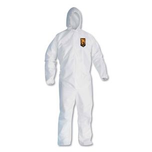 BIB OVERALLS | KleenGuard A20 Elastic Back Cuff and Ankles Hooded Coveralls - 4 Extra Large, White (20/Carton)
