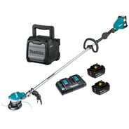 STRING TRIMMERS | Makita XRU15PTXRM08B-BNDL 36V (18V X2) LXT Brushless Cordless String Trimmer with (2) 5 Ah Batteries and 18V LXT/12V max CXT Cordless/Corded Bluetooth Job Site Speaker Bundle