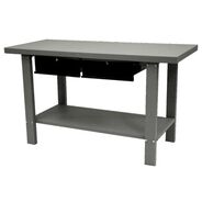 WORKBENCHES | Homak 59 in. Industrial Steel Workbench with 2 Drawers - Gray