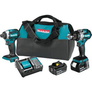COMBO KITS | Makita 18V LXT Brushless Lithium-Ion 1/2 in. Cordless Hammer Drill Driver and 3-Speed Impact Driver Combo Kit with 2 Batteries (5 Ah)