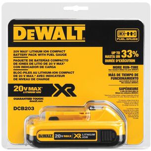 CLEARANCE | Dewalt DCB203 20V MAX Compact 2 Ah Lithium-Ion Battery