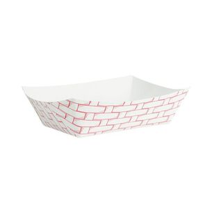 FOOD TRAYS CONTAINERS LIDS | Boardwalk 2.5 lbs. Capacity Paper Food Baskets - Red/White (500/Carton)