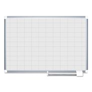 OFFICE PRESENTATION SUPPLIES | MasterVision 48 in. x 36 in. 2 in. x 3 in. Cells Gridded Magnetic Steel Dry Erase Project Planning Board - White Surface/Satin Aluminum Frame