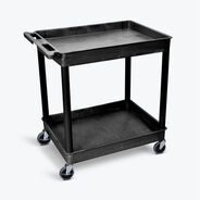 PRODUCTS | Luxor TC11 400 lbs. Capacity 2 Shelf Plastic Utility Cart - Black