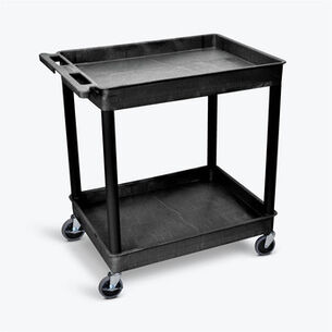 PRODUCTS | Luxor 400 lbs. Capacity 2 Shelf Plastic Utility Cart - Black