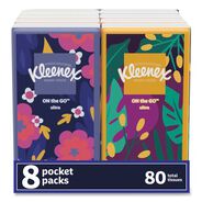 TISSUES | Kleenex 3-Ply On The Go Packs Facial Tissues - White (8/Pack)