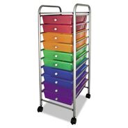 PRODUCTS | Advantus 1 Shelf 10 Drawer 13 in. x 15.38 in. x 37.75 in. Metal Portable Drawer Organizer - Matte Gray/Assorted