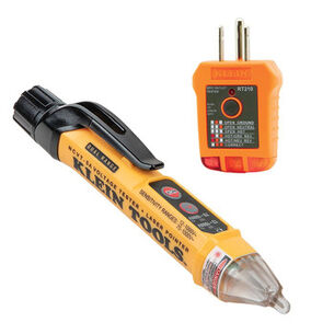 PRODUCTS | Klein Tools NCVT5KIT Dual Range Cordless Non-Contact Voltage Tester Kit and GFCI Receptacle with 2 Batteries