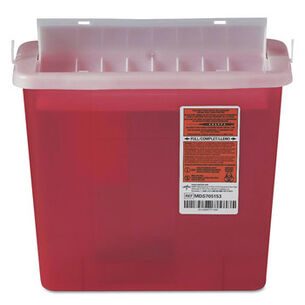  | Medline Sharps Container For Patient Room, Plastic, 5 Qt, Rectangular, Red