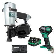 COMBO KITS | Metabo HPT Pneumatic Roofing Nailer and 18V Impact Driver Pro Bundle Kit (5 Ah)