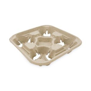 PRODUCTS | Boardwalk Four Cup Carrier Tray for 8 - 32 oz. Cups - Kraft (300/Carton)