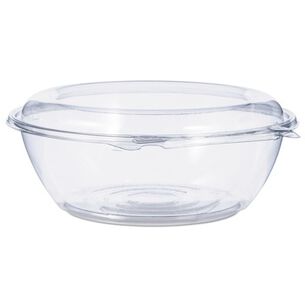  | Dart CTR48BD 48 oz. 8.9 in. Diameter x 3.4 in. Height Tamper-Resistant/Evident Plastic Bowls with Dome Lid - Clear (100/Carton)