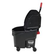 CLEANING TOOLS | Rubbermaid Commercial 35 qt. WaveBrake 2.0 Down-Press Plastic Bucket/Wringer Combos - Black