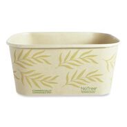 FOOD TRAYS CONTAINERS LIDS | World Centric CT-NT-32 4.7 in. x 6.8 in. x 3 in. 32 oz. No Tree Rectangular Sugarcane Containers - Natural (300/Carton)