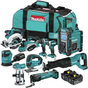 POWER TOOLS | Makita 18V LXT Lithium-Ion Cordless 10-Piece Woodworking Combo Kit with 2 Batteries (4 Ah)