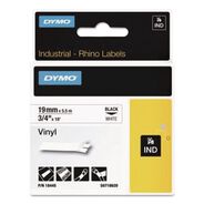 LABELS | DYMO 0.75 in. x 18 ft. Rhino Permanent Vinyl Industrial Label Tape - White/Black Print