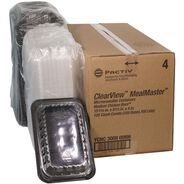 TABLETOP AND SERVEWARE | Pactiv Corp. YCNC300800NH 13.3 in. x 8.4 in. x 4 in. ClearView MealMaster Chicken Barn - Black/Clear (105/Carton)