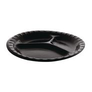 BOWLS AND PLATES | Pactiv Corp. YCI811130000 9 in. Diameter 3-Compartment Placesetter Deluxe Laminated Foam Dinnerware Plate - Black (200/Carton)