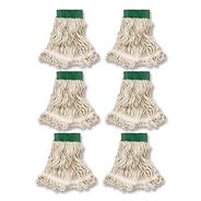 MOPS | Rubbermaid Commercial Super Stitch Looped-End Cotton/Synthetic Wet Mop Head - Medium, Green/White (6/Carton)