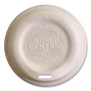 CUPS AND LIDS | World Centric Paper Fiber Lids for Cups Fits 10 oz. to 20 oz. Hot Cups - Natural (1000/Carton)