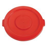 TRASH WASTE BINS | Rubbermaid Commercial FG263100RED 22.25 in. BRUTE Self-Draining Flat Top Lids for 32 gal. Round BRUTE Containers - Red