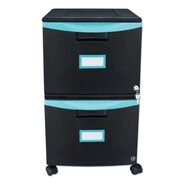 PRODUCTS | Storex 2 Legal/letter-Size File Drawers 14.75 in. x 18.25 in. x 26 in. Two-Drawer Mobile Filing Cabinet - Black/Teal