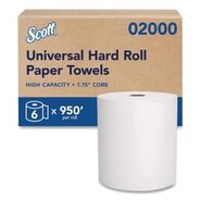 CLEANING AND SANITATION | Scott 02000 8 in. x 950 ft. 1.75 in. Core 1-Ply Essential High Capacity Hard Roll Towels - White (6 Rolls/Carton)