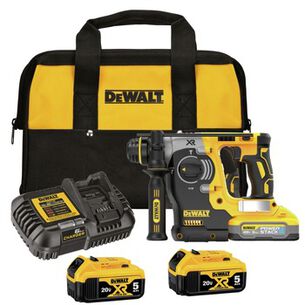 ROTARY HAMMERS | Dewalt 20V MAX XR Brushless SDS-Plus 1 in. Cordless Rotary Hammer Kit with POWERSTACK 5 Ah Battery and (2-Pack) 5 Ah Lithium-Ion Batteries Bundle