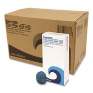 CLEANING CLOTHS | Boardwalk 3 in. x 2.5 in. Steel Wool Soap Pads - Blue (12 Boxes/Carton)
