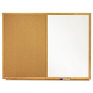 BULLETIN BOARDS | Quartet 48 in. x 36 in. Oak Finished Fiberboard (MDF) Frame Combination Board - Brown/White Surface