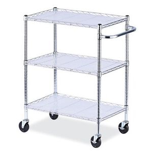 PRODUCTS | Alera ALESW333018SR 34.5 in. x 18 in. x 40 in. 600 lbs. Capacity 3-Shelf Wire Cart with Liners - Silver