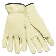 WORK GLOVES | MCR Safety Full Leather Cow Grain Driver Gloves - Large, Tan (12 Pairs)