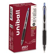 PRODUCTS | uni-ball Signo 207 Medium 0.7 millimeter Retractable Needle Point Gel Pen - Blue Ink/Clear/Black/Blue Barrel (1-Dozen)