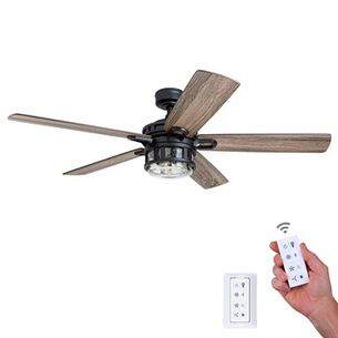 CEILING FANS | Honeywell 50690-45 52 in. Bontera Indoor LED Ceiling Fan with Light - Matte Black