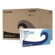 CLEANING GLOVES | Boardwalk 3.6 mil Thick 9.5 in. Long Powder-Free Exam Vinyl Gloves - Large, Clear (100/Box, 10 Boxes/Carton)