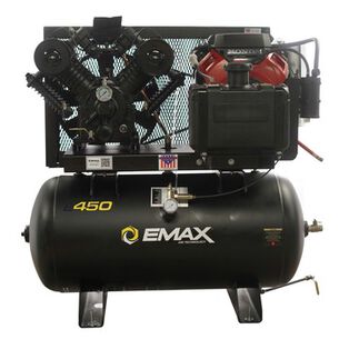 PRODUCTS | EMAX 18 HP 30 Gallon Electric Start 2-Stage Industrial V4 Pressure Lubricated Solid Cast Iron Pump 39 CFM at 100 PSI Gas-Powered Air Compressor