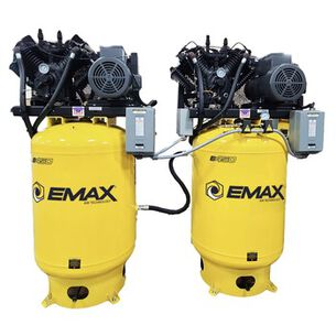 PRODUCTS | EMAX Two E450 Series 10 HP 120 gal. 2 Stage Pressure Lubricated 3-Phase 78 CFM @100 PSI Solo Mounted Alternating Patented SILENT Air Compressor